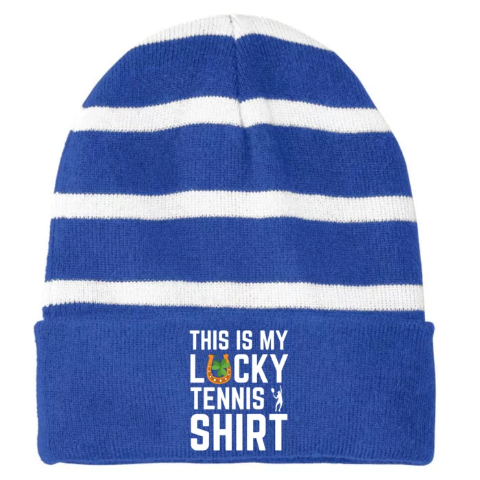 This Is My Lucky Tennis Gift Sport Game St Patrick's Day Gift Striped Beanie with Solid Band