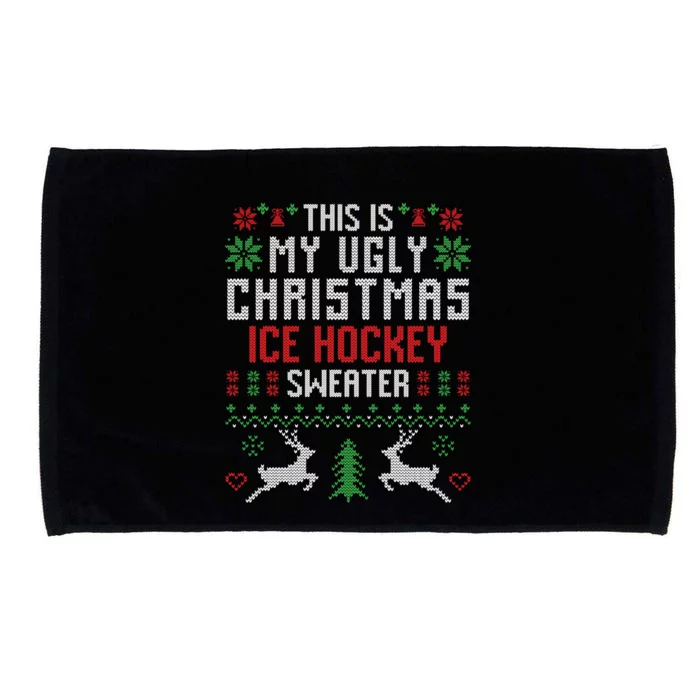 This Is My Ugly Christmas Ice Hockey Player Sweater Gift Microfiber Hand Towel