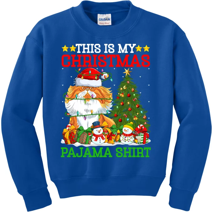 This Is My Christmas Pajamas Lights Persian Cat Christmas Great Gift Kids Sweatshirt