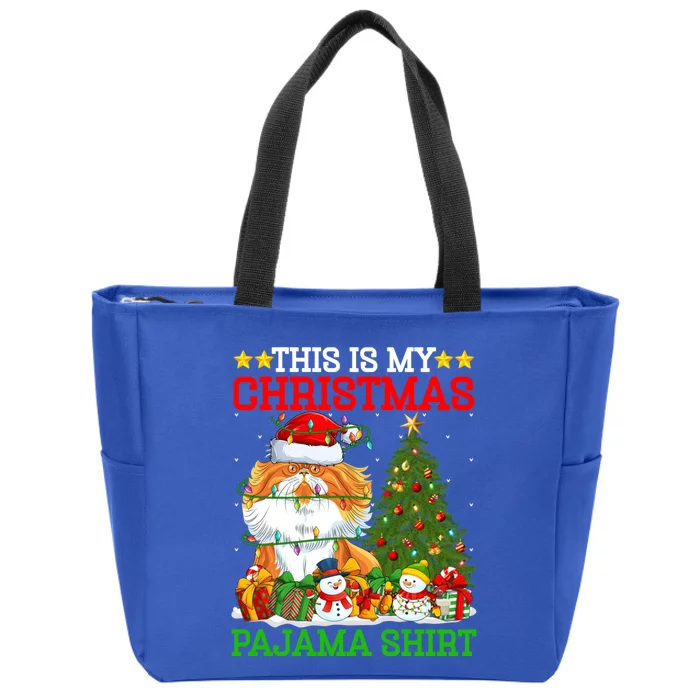 This Is My Christmas Pajamas Lights Persian Cat Christmas Great Gift Zip Tote Bag