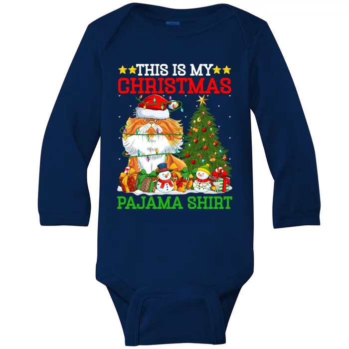 This Is My Christmas Pajamas Lights Persian Cat Christmas Great Gift Baby Long Sleeve Bodysuit