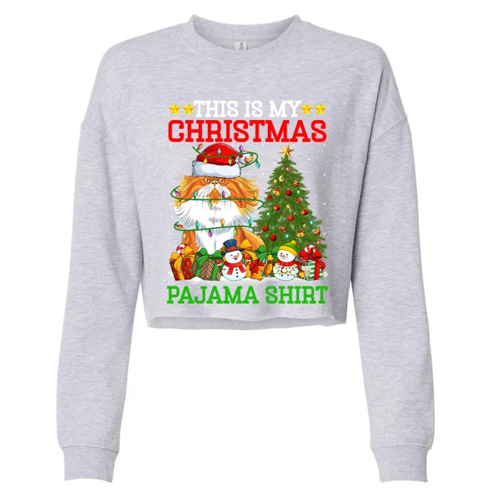 This Is My Christmas Pajamas Lights Persian Cat Christmas Great Gift Cropped Pullover Crew