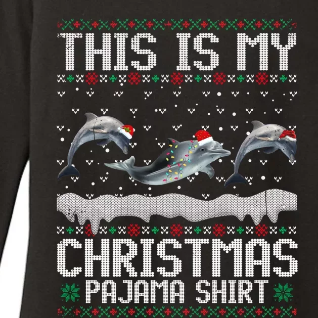 This Is My Christmas Lights Pajama Dolphin Lover Xmas Gift Womens CVC Long Sleeve Shirt