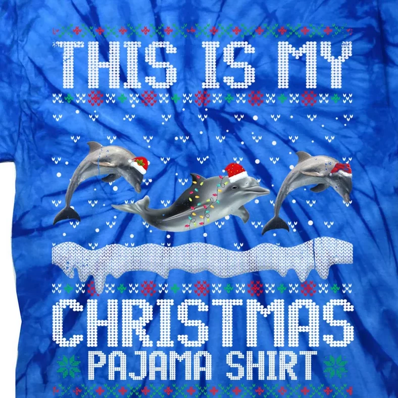 This Is My Christmas Lights Pajama Dolphin Lover Xmas Gift Tie-Dye T-Shirt