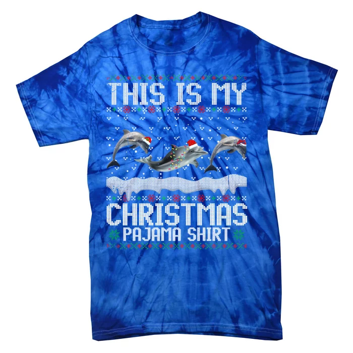 This Is My Christmas Lights Pajama Dolphin Lover Xmas Gift Tie-Dye T-Shirt