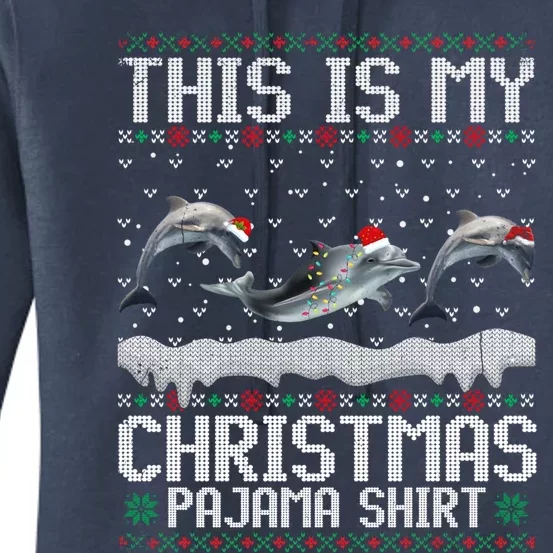 This Is My Christmas Lights Pajama Dolphin Lover Xmas Gift Women's Pullover Hoodie