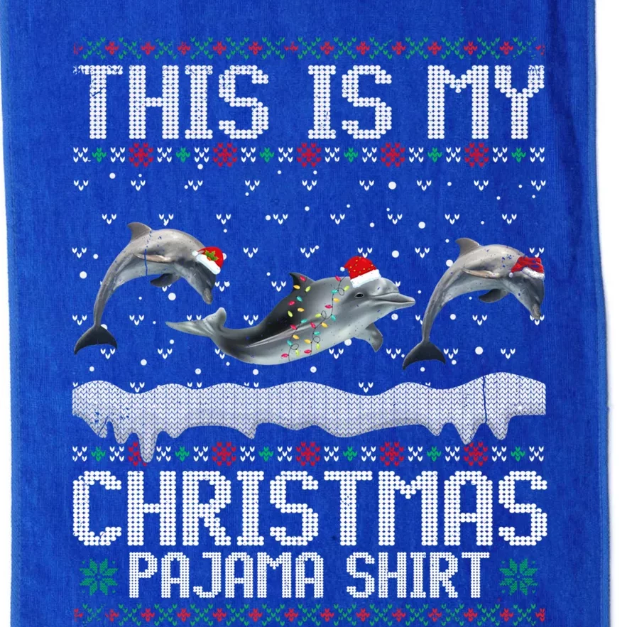 This Is My Christmas Lights Pajama Dolphin Lover Xmas Gift Platinum Collection Golf Towel