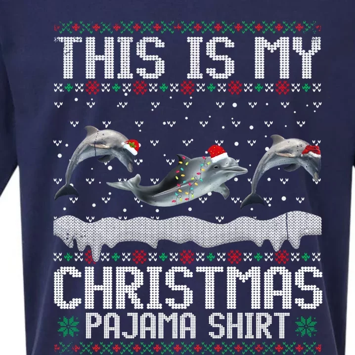 This Is My Christmas Lights Pajama Dolphin Lover Xmas Gift Sueded Cloud Jersey T-Shirt