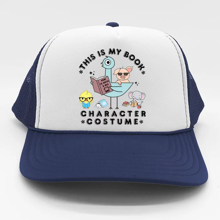 This Is My Book Character Costume Funny Pigeon Reading Trucker Hat