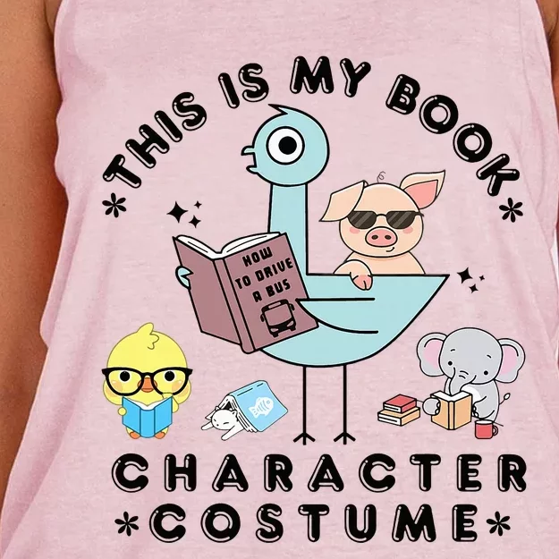 This Is My Book Character Costume Funny Pigeon Reading Women's Knotted Racerback Tank