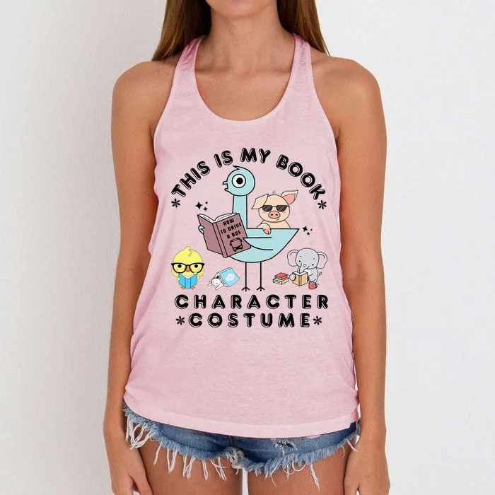 This Is My Book Character Costume Funny Pigeon Reading Women's Knotted Racerback Tank