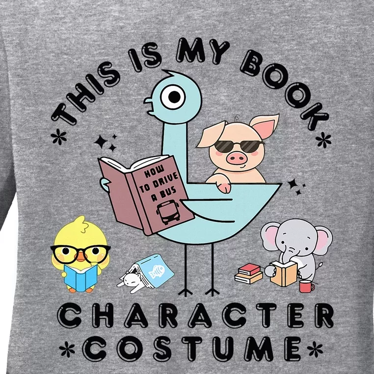 This Is My Book Character Costume Funny Pigeon Reading Ladies Long Sleeve Shirt