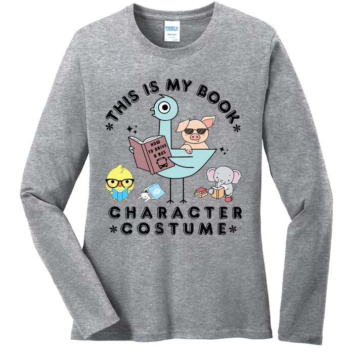 This Is My Book Character Costume Funny Pigeon Reading Ladies Long Sleeve Shirt