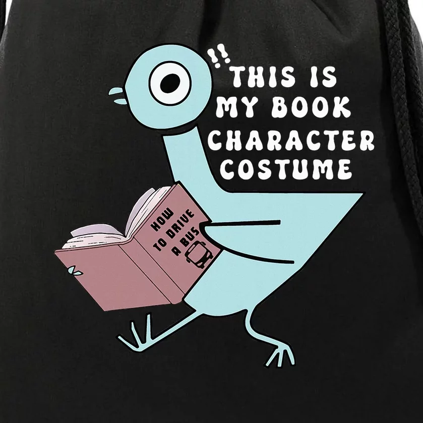 This Is My Book Character Costume Funny Pigeon Reading Drawstring Bag