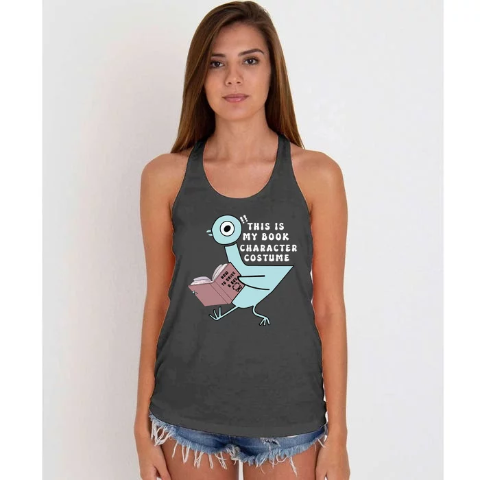 This Is My Book Character Costume Funny Pigeon Reading Women's Knotted Racerback Tank