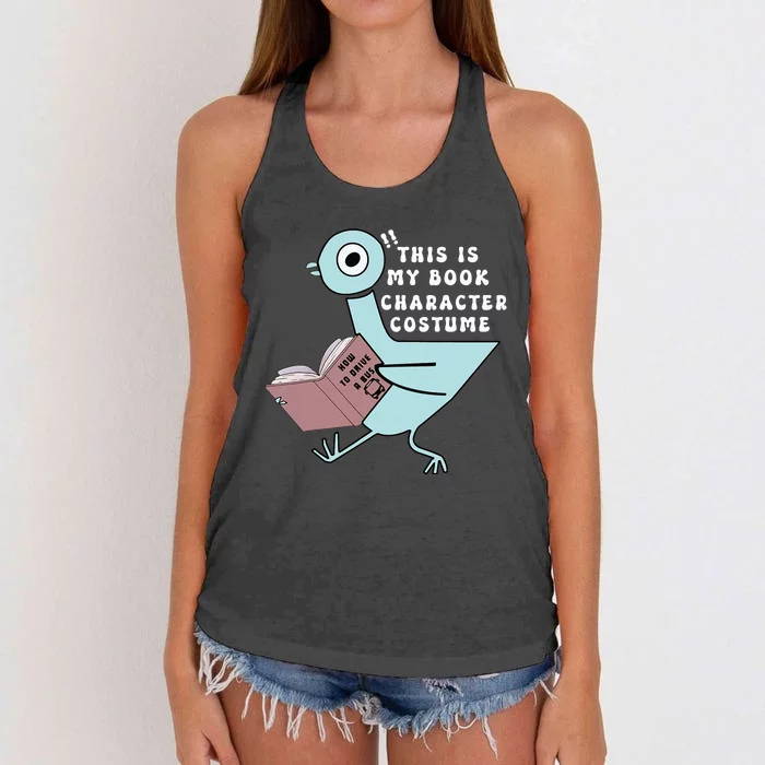 This Is My Book Character Costume Funny Pigeon Reading Women's Knotted Racerback Tank