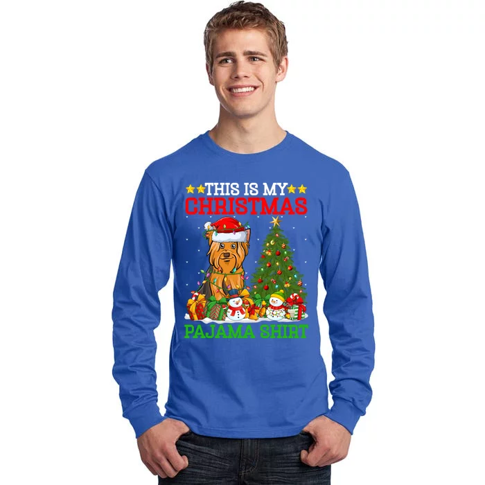 This Is My Christmas Pajamas Yorkshire Terrier Dog Christmas Cool Gift Tall Long Sleeve T-Shirt