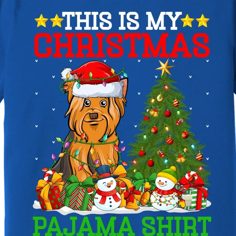 This Is My Christmas Pajamas Yorkshire Terrier Dog Christmas Cool Gift Premium T-Shirt