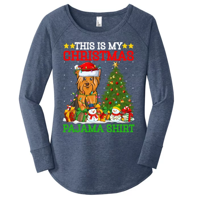 This Is My Christmas Pajamas Yorkshire Terrier Dog Christmas Cool Gift Women's Perfect Tri Tunic Long Sleeve Shirt