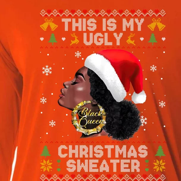 This Is My Ugly Sweater Funny Christmas Black Queen Santa Gift Cooling Performance Long Sleeve Crew