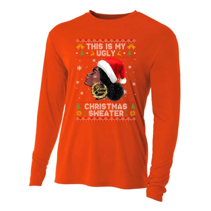 This Is My Ugly Sweater Funny Christmas Black Queen Santa Gift Cooling Performance Long Sleeve Crew