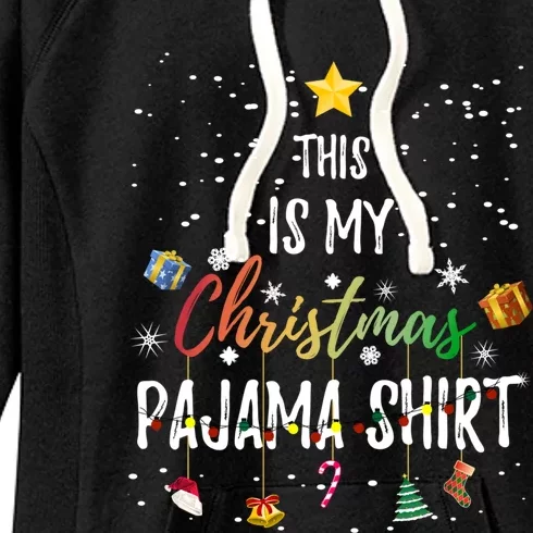 This Is My Christmas Pajama Gift Funny Xmas Light Tree Gift Women's Fleece Hoodie