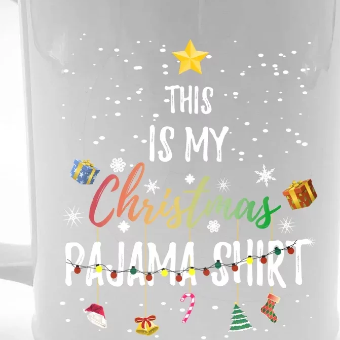 This Is My Christmas Pajama Gift Funny Xmas Light Tree Gift Front & Back Beer Stein