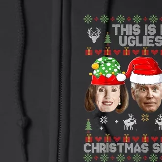 This Is My Ugliest Christmas AntiBiden Sweater Funny Xmas Full Zip Hoodie