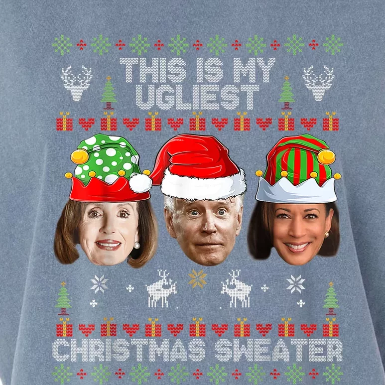 This Is My Ugliest Christmas AntiBiden Sweater Funny Xmas Garment-Dyed Women's Muscle Tee