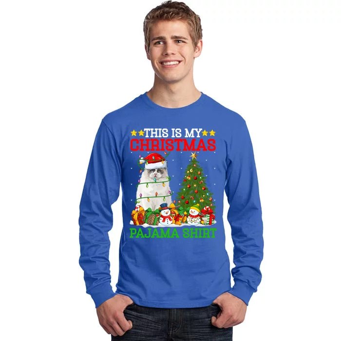 This Is My Christmas Tree Pajamas Ragdoll Cat Christmas Gift Tall Long Sleeve T-Shirt