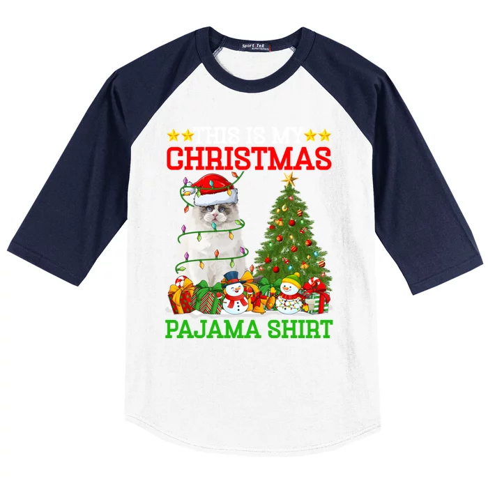 This Is My Christmas Tree Pajamas Ragdoll Cat Christmas Gift Baseball Sleeve Shirt