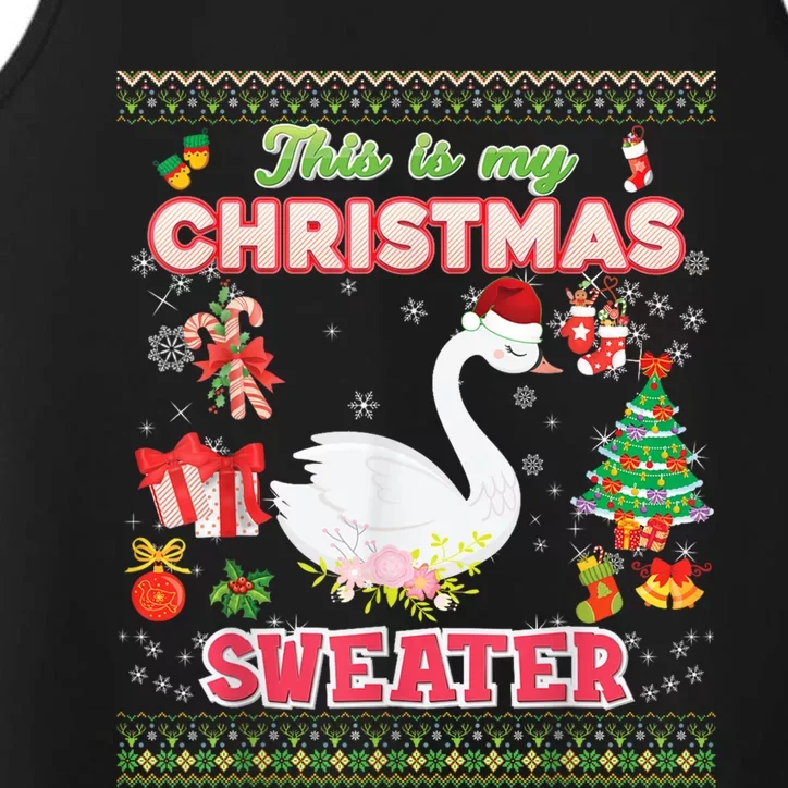 This Is My Christmas Sweater Funny Gift Swan Ugly Sweater Merry Gift Performance Tank