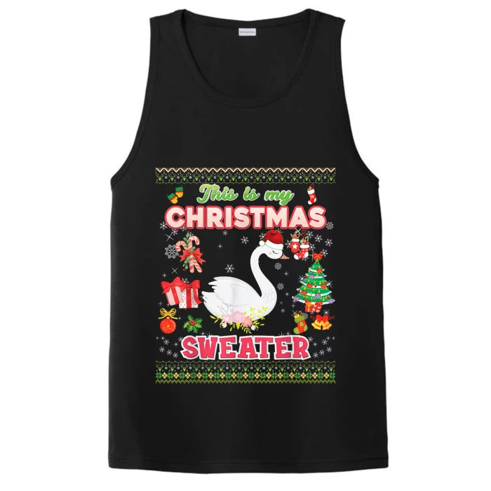 This Is My Christmas Sweater Funny Gift Swan Ugly Sweater Merry Gift Performance Tank