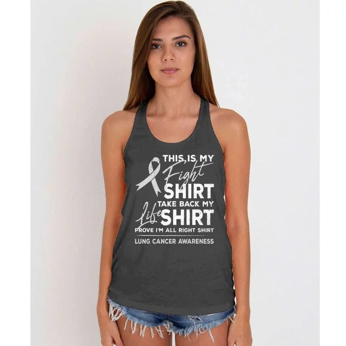 This Is My Fight Lung Cancer Awareness Support Ribbon Women's Knotted Racerback Tank