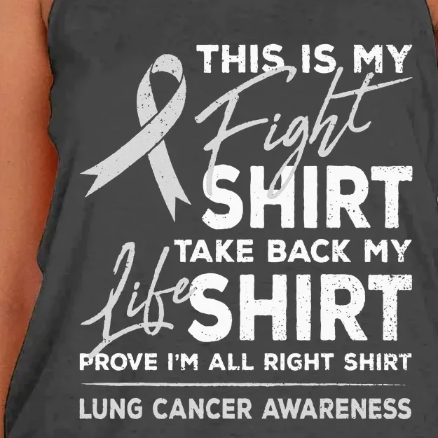 This Is My Fight Lung Cancer Awareness Support Ribbon Women's Knotted Racerback Tank