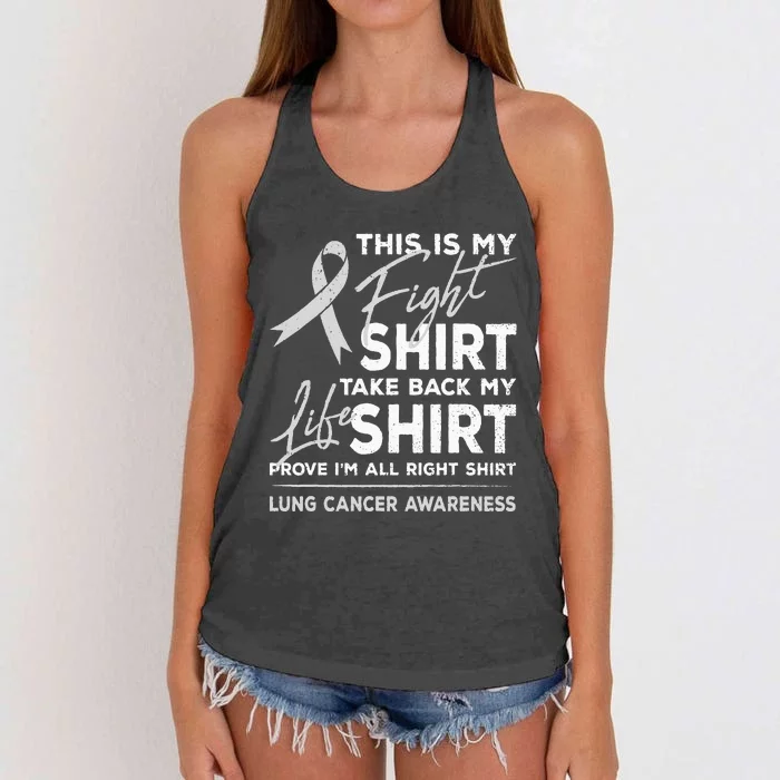 This Is My Fight Lung Cancer Awareness Support Ribbon Women's Knotted Racerback Tank