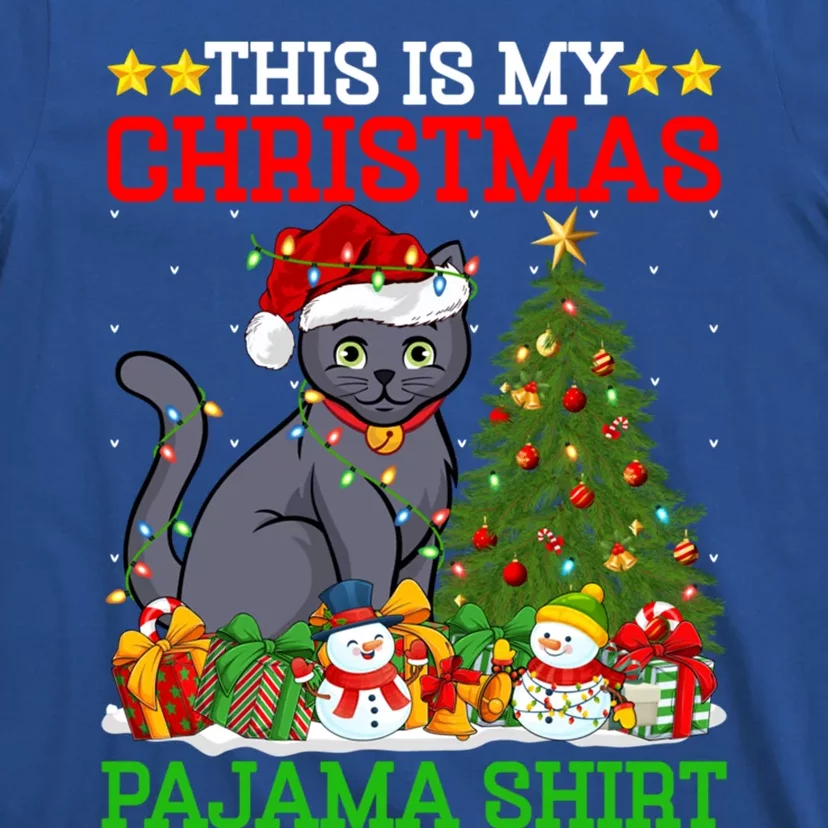 This Is My Christmas Tree Pajamas Russian Blue Cat Christmas Gift T-Shirt