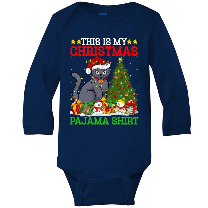 This Is My Christmas Tree Pajamas Russian Blue Cat Christmas Gift Baby Long Sleeve Bodysuit