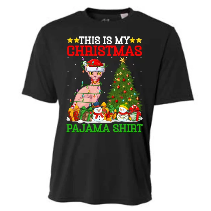 This Is My Christmas Tree Pajamas Sphynx Cat Christmas Great Gift Cooling Performance Crew T-Shirt