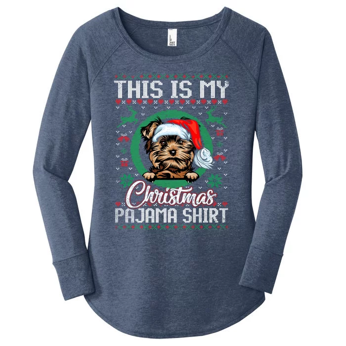 This Is My Christmas Pajama Gift Santa Yorkshire Terrier Gift Women's Perfect Tri Tunic Long Sleeve Shirt