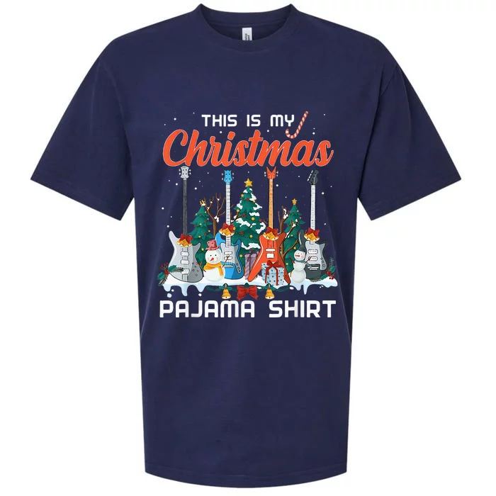 This Is My Christmas Pajama Funny Guitar Xmas Music Lover Sueded Cloud Jersey T-Shirt