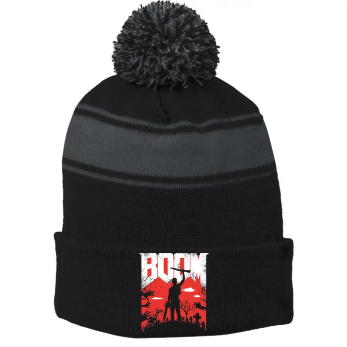 This Is My Boomstick! Stripe Pom Pom Beanie