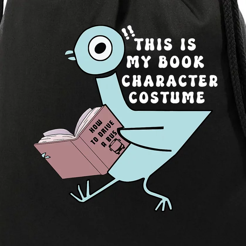 This Is My Book Character Costume Funny Pigeon Reading Drawstring Bag