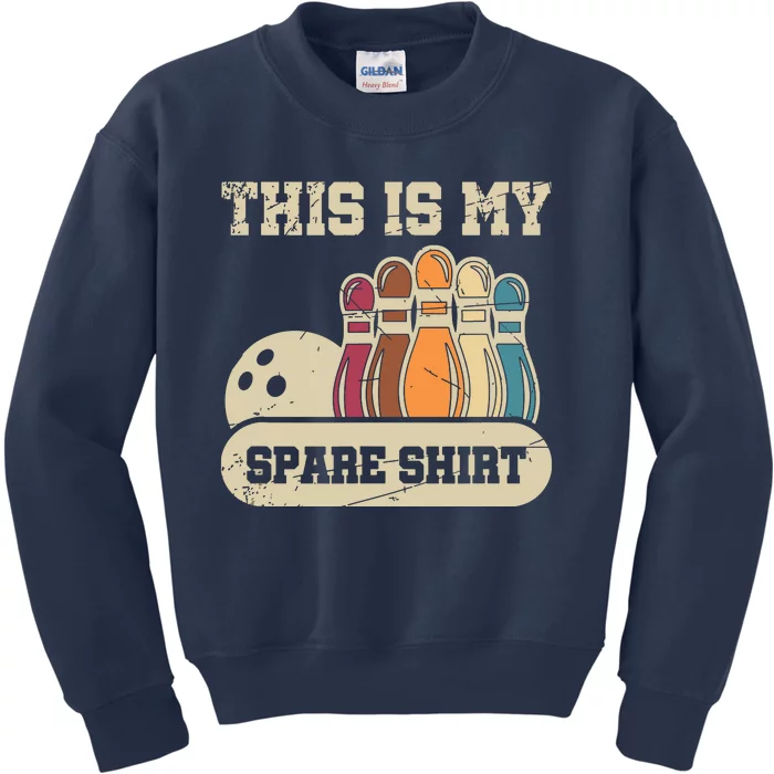 This Is My Spare Shirts Bowling Alley Gutter Pins Bowling Kids Sweatshirt