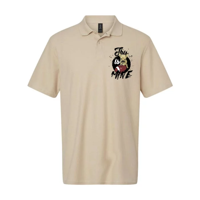 This Is Mine Cute Football Dog Softstyle Adult Sport Polo