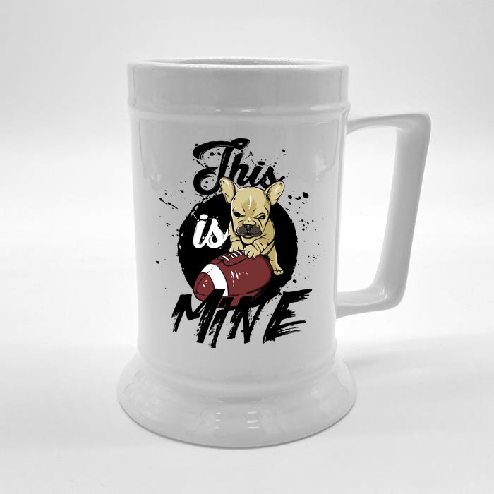 This Is Mine Cute Football Dog Front & Back Beer Stein