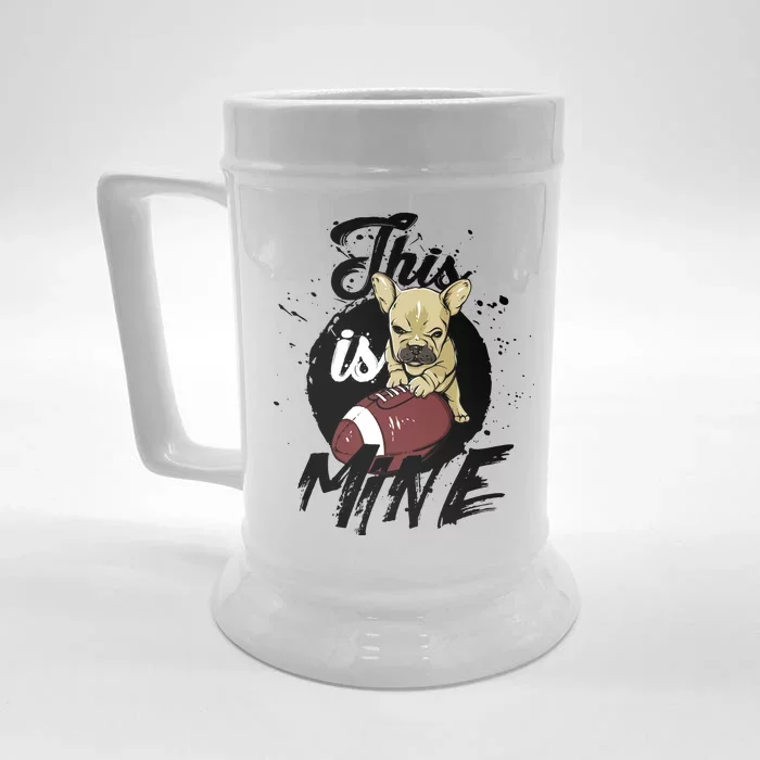 This Is Mine Cute Football Dog Front & Back Beer Stein