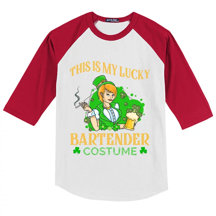 This Is My Lucky Bartender Costume Funny St Patrick Day Gift Kids Colorblock Raglan Jersey