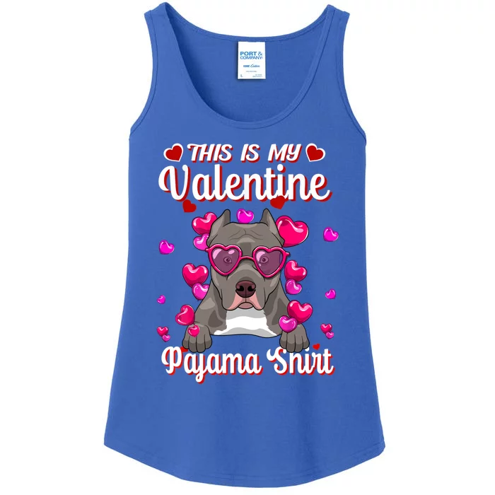 This Is My Valentine Pajama Gift Pitbull Lovers Cute Gift Ladies Essential Tank