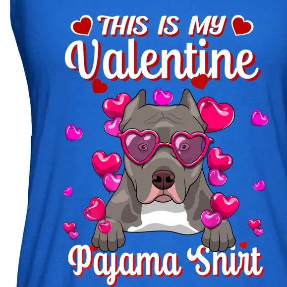 This Is My Valentine Pajama Gift Pitbull Lovers Cute Gift Ladies Essential Flowy Tank